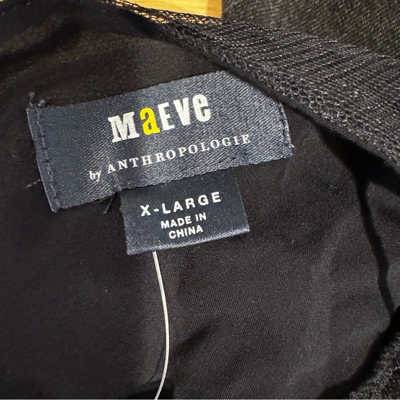 Maeve by Anthropologie | NWT Puffed Sheer-Sleeved Blouse in Black Sz. XL - Picture 11 of 13